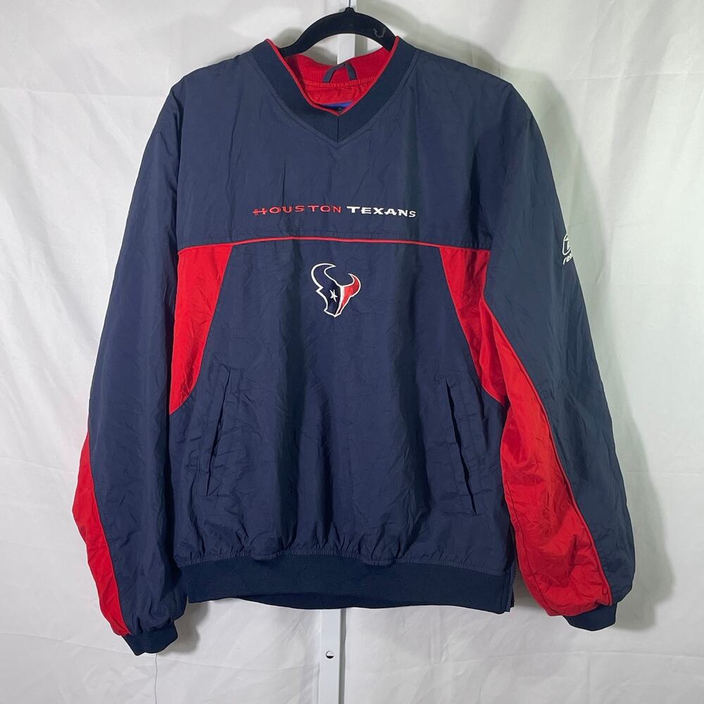 Reebok Houston Texans On Field Pullover Jacket - Mens Size M - Blue/Red